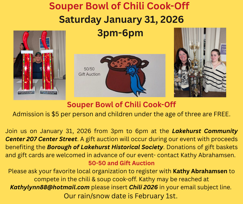 CHILI COOK-OFF JANUARY 31 at 1PM